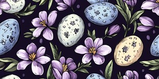 复活节彩蛋与紫花图案