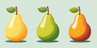 三只多彩梨子插画展示