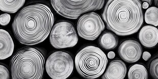 黑白木桩年轮纹理图案