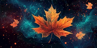 梦幻星空下的绚烂枫叶