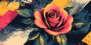 复古风玫瑰插画艺术作品