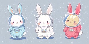 三只萌兔宇航员