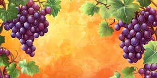紫葡萄绿叶背景图