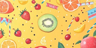 缤纷水果图案背景插画