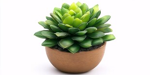 翠绿多肉植物 简约陶盆盛放