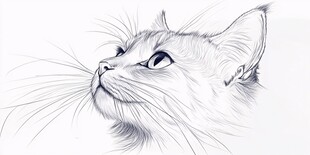 素描猫咪侧颜特写