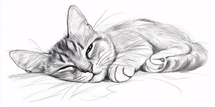 慵懒小猫咪惬意休憩图