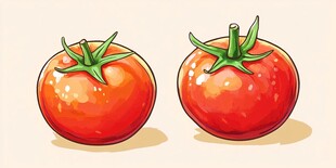 两个鲜美的卡通番茄