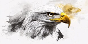 水墨风格白头鹰头部特写