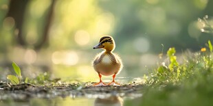 漫步林间的可爱小鸭子