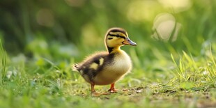 草地上的可爱小鸭子