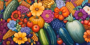 缤纷蔬果花卉艺术插画