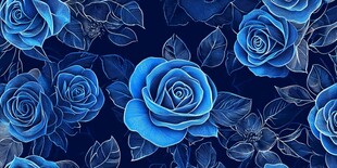 蓝色玫瑰花卉图案背景图