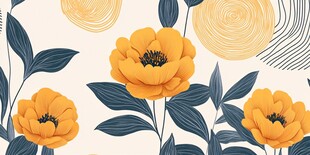 黄色花卉简约图案背景