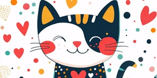 可爱卡通猫咪爱心图案