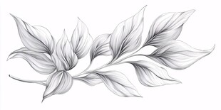 手绘植物枝叶线条插画