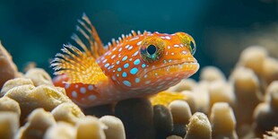 斑点小鱼栖息于珊瑚之上