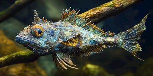 奇异斑纹的刺状深海鱼