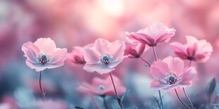 梦幻粉色花朵绽放美景