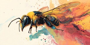 水彩风格的灵动蜜蜂