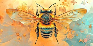 梦幻蜜蜂插画 缤纷色彩世界