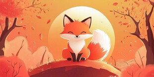 秋日林间的微笑小狐狸