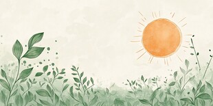 春日绿野阳光插画