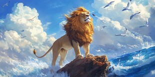 雄狮傲立浪尖显王者风范