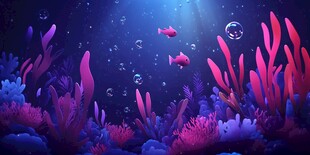梦幻海底世界珊瑚与游鱼