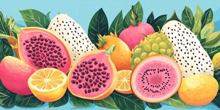缤纷热带水果插画盛宴