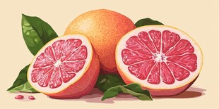 新鲜多汁的粉红葡萄柚