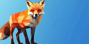 低多边形风格的站立狐狸