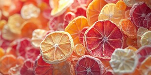 多彩干制柑橘片诱人画面