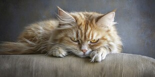 慵懒长毛猫惬意趴卧