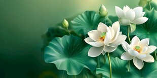 清新白荷绽放绿意间