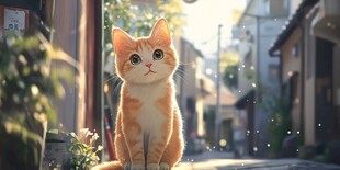 街道上的可爱橘猫