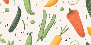 多彩手绘蔬菜图案背景