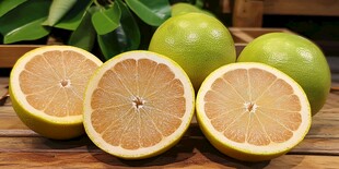 新鲜青柚切片展示