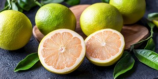 新鲜青柚及切片 果香四溢