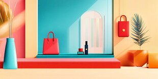 时尚橱窗展示精美手提包