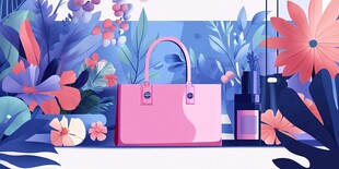 粉色手提包与美妆的魅力