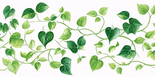 绿叶藤蔓水彩装饰图案