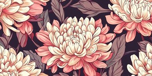 粉色菊花花卉无缝图案