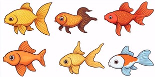 可爱多彩金鱼插画集合