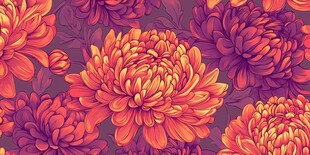 绚丽多彩菊花无缝图案