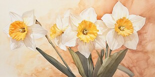 水彩绘水仙 清新花卉之美