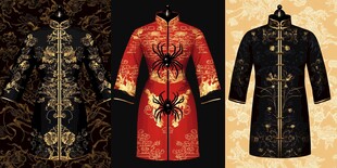 中式华丽刺绣传统服饰展示