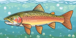 彩虹鳟鱼在水中游动