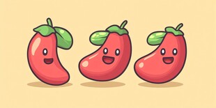 可爱卡通红辣椒三兄弟