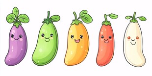 可爱多彩茄子卡通形象
